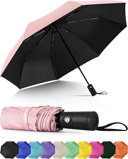 Seniny Windproof Travel Umbrella, Automatic Umbrellas for Rain, Portable & Compact Umbrellas for Backpack, Strong UV for Protection, Folding Small