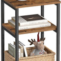 VASAGLE Side Table, Small End Table, Tall Nightstand for Living Room, Bedroom, Office, Bathroom, Rustic Brown and Classic Black ULET273B01