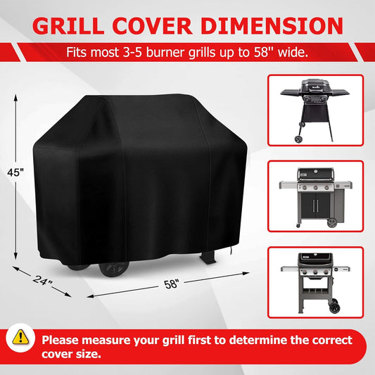 iCOVER Grill Cover, 58 inch BBQ Grill Cover for Outdoor Grill, Anti-UV & Fade Resistant Gas Grill Cover, Waterproof Barbecue Grill Covers for Weber