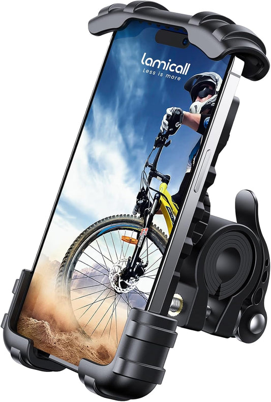 Lamicall Bike Phone Holder, Motorcycle Mount - Motorcycle Phone Holder, Handlebar Cell Phone Clamp, Scooter Phone Clip for iPhone Air 17 Pro Max, 16