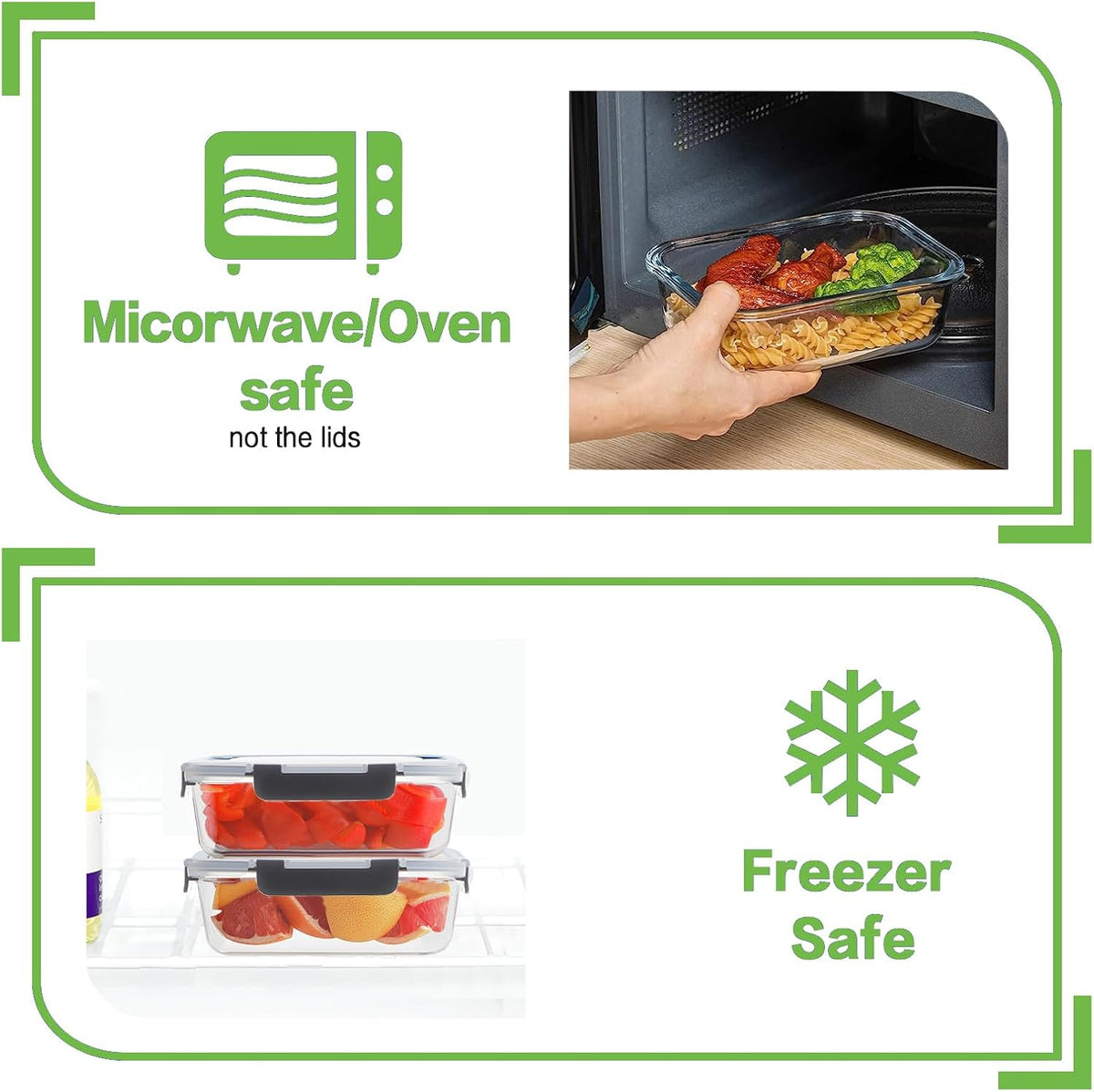 HOMBERKING 10 Pack Borosilicate Glass Meal Prep Containers with Locking Lids, Glass Food Storage Containers Set, Airtight Lunch Bento Boxes, BPA-Free