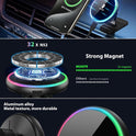 MOKPR for Magsafe Car Mount Charger-15W Wireless Car Charger-Magnetic Car Phone Holder for Dash Air Vent-LED RGB HandsFree Car Mount Fast Car Charger