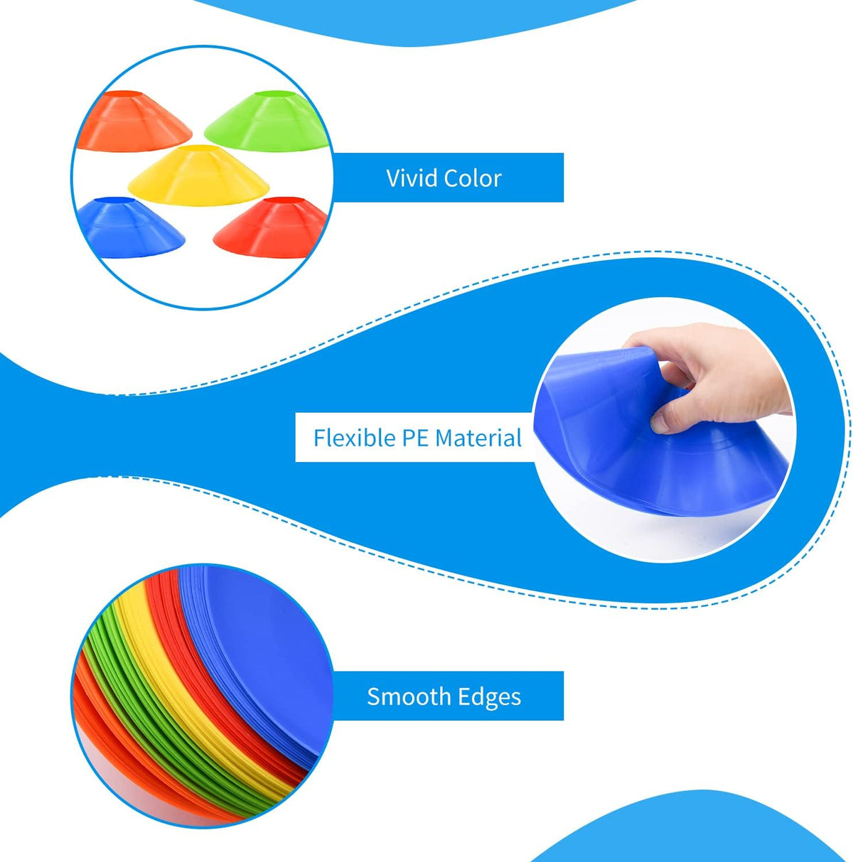 25/50/100pcs Disc Cones, Agility Soccer Cones with Carry Bag and Holder, Soccer Cones for Sports Training, Football, Soccer, Basketball, Coaching
