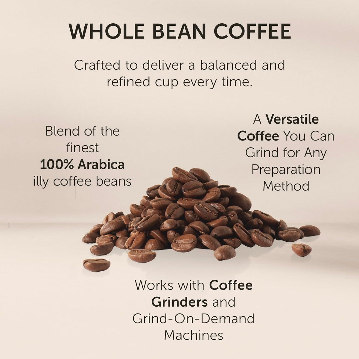 Illy Classico Whole Bean Coffee, Medium Roast, Classic Roast With Notes Of Caramel, Orange Blossom And Jasmine, 100% Arabica Coffee, No