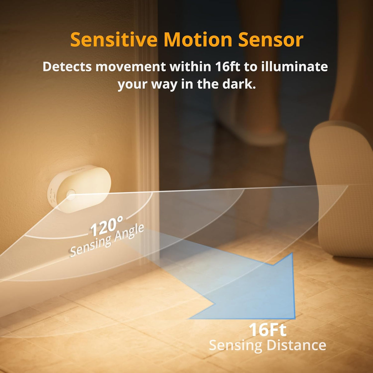 Lyridz Rechargeable Battery Night Light with Motion Sensor, Portable Mini Warm White LED Stick-on Closet Light, Adjustable Brightness for Bathroom