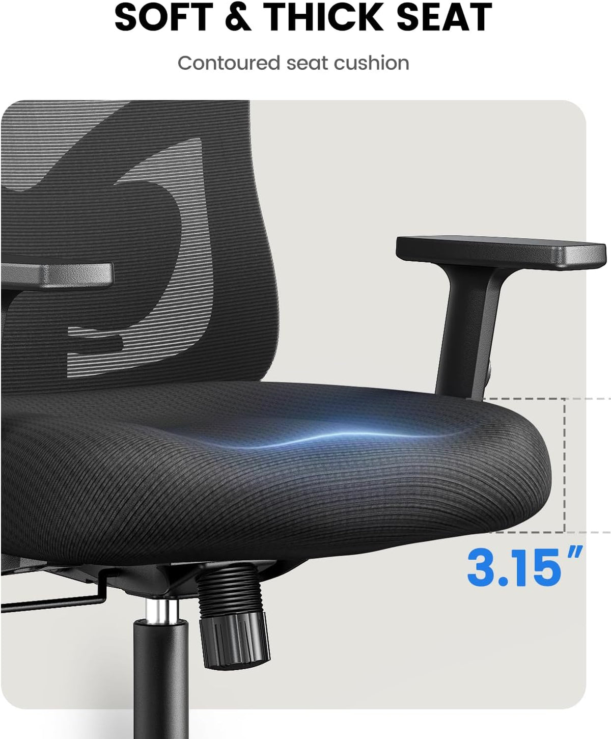 NOBLEWELL Ergonomic Office Chair with Padded Lumbar Support, 2D Headrest, Adjustable Armrests, Upgraded Contoured Seat Cushion, 130° Rocking Tilt