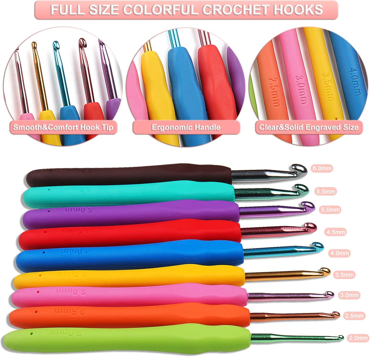 Aeelike Crochet Kit for Beginners Adults, Crochet Kits Include Yarn, 59pcs Crochet Starter Kit for Beginners Kids,Ergonomic Crochet Hooks 2.0-6.0 mm