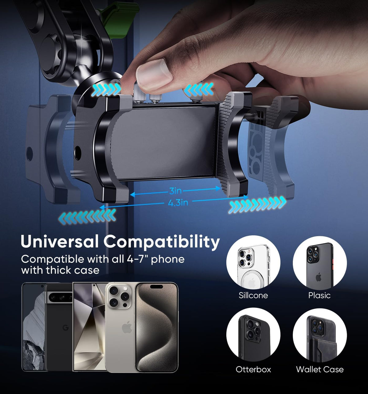 MAGIC JOHN Car Phone Holder, Ultra-Durable Mteal Phone Holders for Your Car, 360° Rotation Cell Phone Car Mount for Windshield, Suction Cup Car Phone