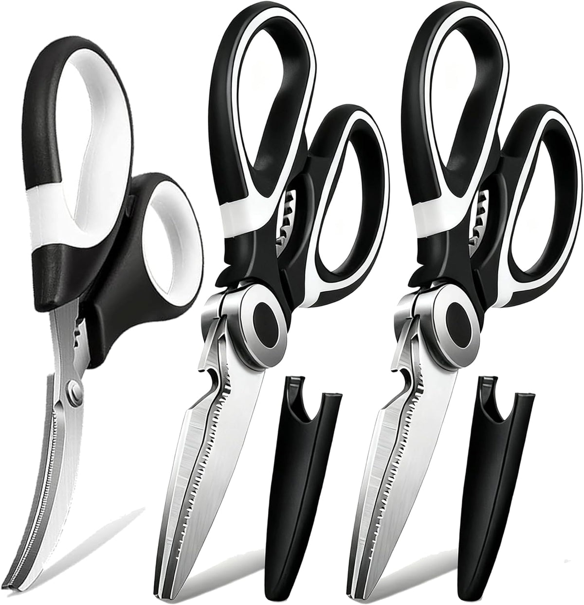 Food Grade Kitchen Scissors All Purpose 3 Pack - Heavy Duty Stainless Steel Cooking Shears for Cutting Meat, Food, Fish, Poultry Sharp Sissors for