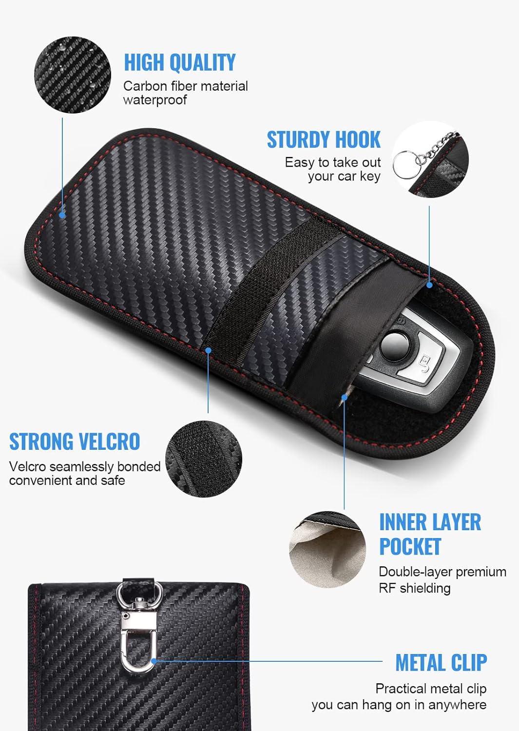 lanpard Faraday Pouch for Car Keys, Faraday Bag, Car RFID Signal Blocking Holder, Key Fob Protector, Key fob cage Block Signal Anti-Theft Fob Case (2