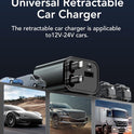 Retractable Car Charger Adapter for iPhone 17,4 in 1 Fast Charging Car Phone Charger,69W USB C Car Truck Accessories,Road Trip Essentials Gift for