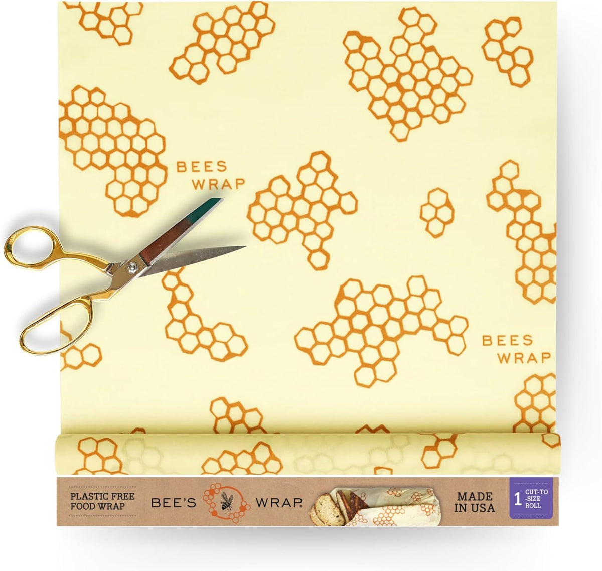 Bee's Wrap Beeswax Wraps for Food - Cut to Size 14x52" Wax Paper Roll - Made in USA Reusable Waxed Paper & Bowl Covers - Organic & Eco-Friendly