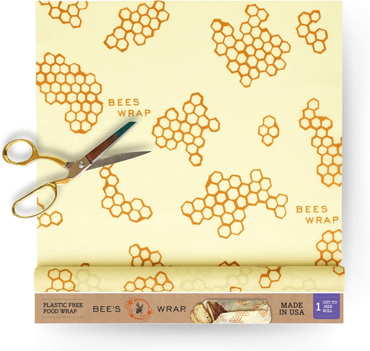 Bee's Wrap Beeswax Wraps for Food - Cut to Size 14x52" Wax Paper Roll - Made in USA Reusable Waxed Paper & Bowl Covers - Organic & Eco-Friendly