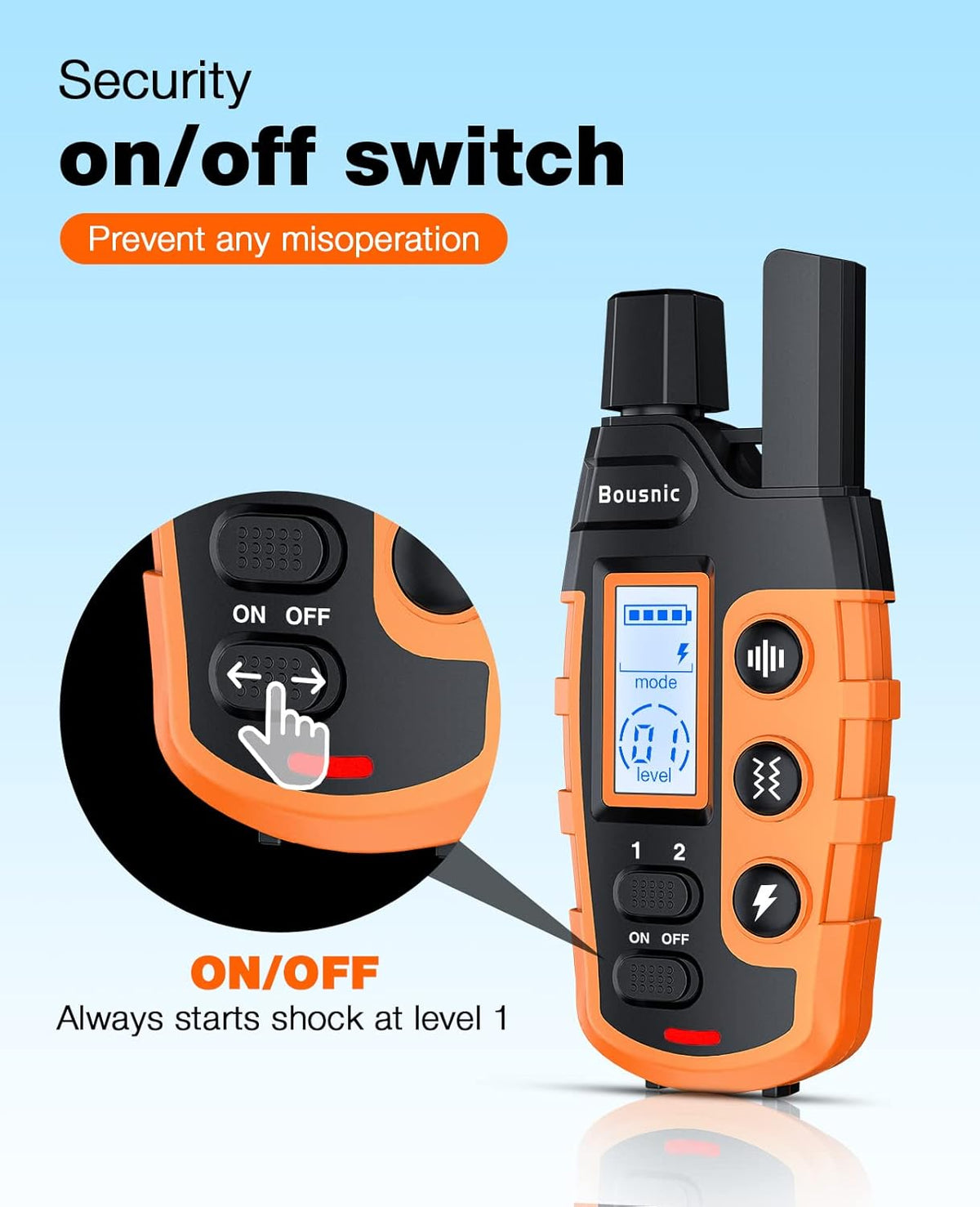 Bousnic Dog Shock Collar - 3300Ft Dog Training Collar with Remote for 5-120lbs Small Medium Large Dogs Rechargeable Waterproof e Collar with Beep