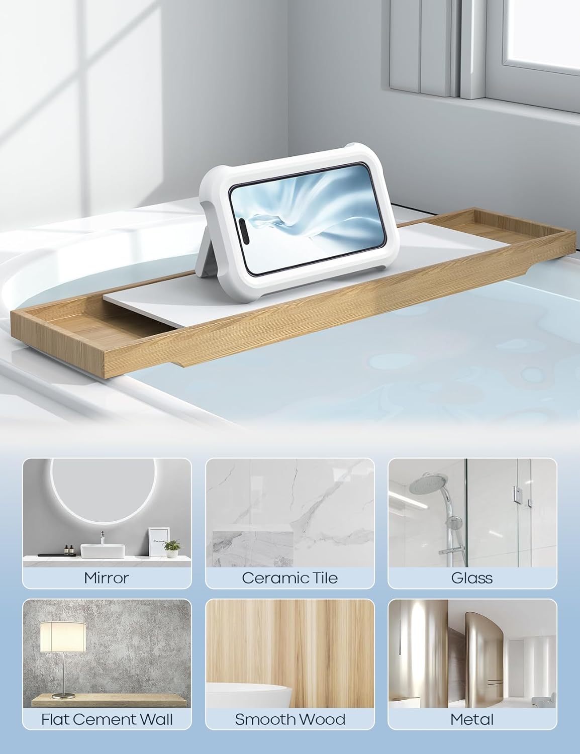 Lamicall Shower Phone Holder Waterproof - 480° Rotatable Retractable Adjustable Shower iPhone Case Holder, Bathroom Wall Phone Mount Stand Water
