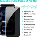 PEHAEL 3+3Pack for iPhone 17 Pro Max Privacy Screen Protector with Camera Lens Protector Full Coverage Anti-Spy Tempered Glass Film 9H Hardness Easy