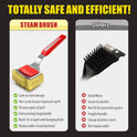 GRILLART Grill Brush Bristle Free. SteamWizards BBQ Replaceable Cleaning Head, Unique Seamless-Fit Scraper Tool for Cast Iron/Stainless-Steel Grates
