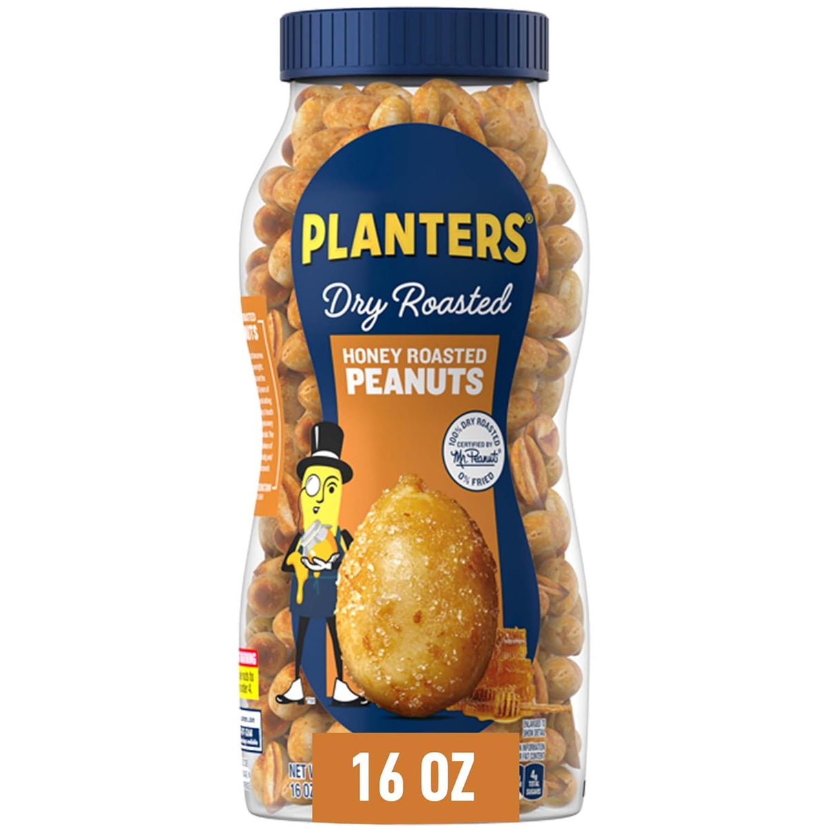 PLANTERS Honey Roasted Peanuts, Dry Roasted Peanuts, Party Snack, Plant-Based Protein, After School Snack, Sweet and Salty, Salted Nuts, Sea Salt