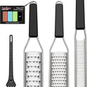Cambom Lemon Zester Grater Three-piece Suit - Heavy Duty Kitchen Tool for Parmesan Cheese, Ginger, Garlic, Nutmeg, Chocolate