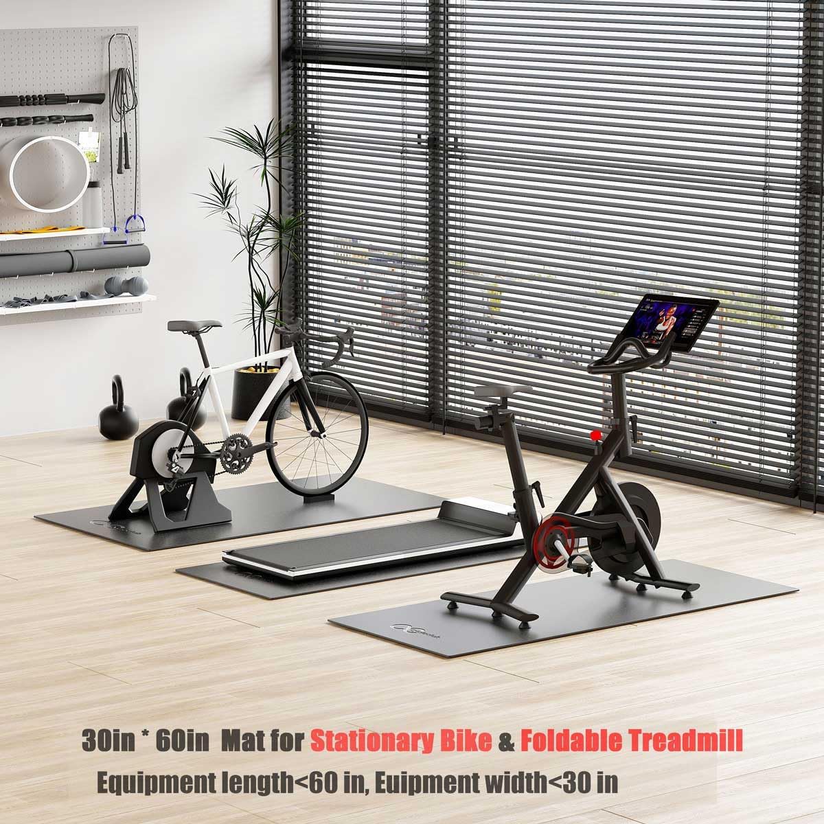 Bike Mat Compatible with Peloton Bike,Elliptical,Treadmill Mat, 6mm Thick, Under Exercise Bike Trainer Pad for Indoor Stationary Spin Bike Gym