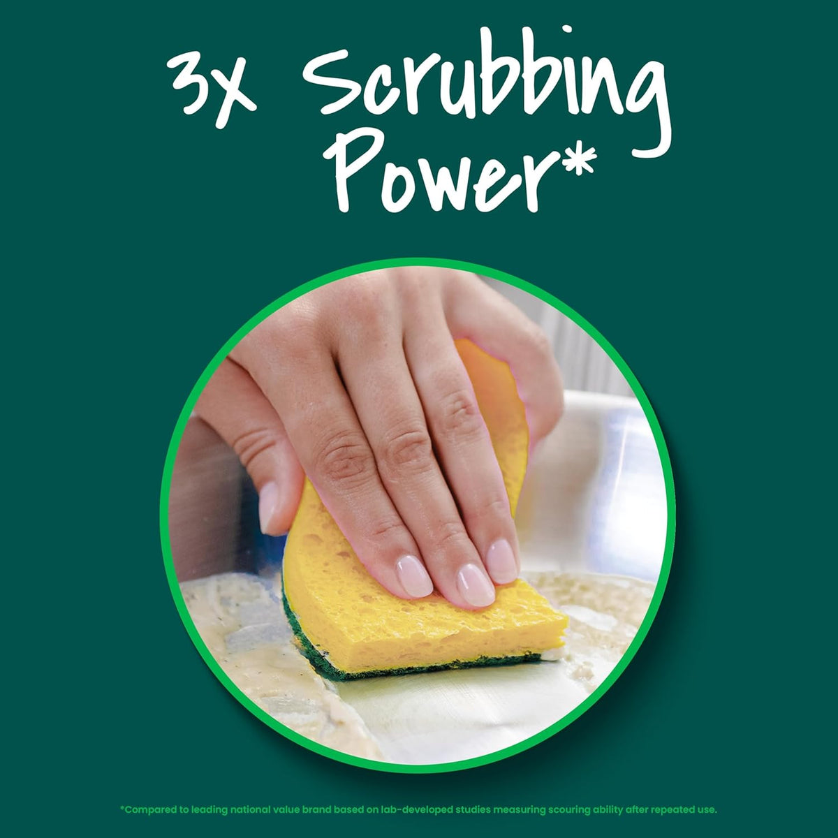 Scotch-Brite Heavy Duty Scrub Sponge, 9 Kitchen Sponges Designed for Tough Messes in the Kitchen that Last 3X Longer*, Best for Cast Iron Skillets