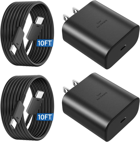 45W USB C Super Fast Charger, Type C Charger Fast Charging Android Phone Charger Block with 10FT Type C Charging Cable for Samsung Galaxy S25/S25