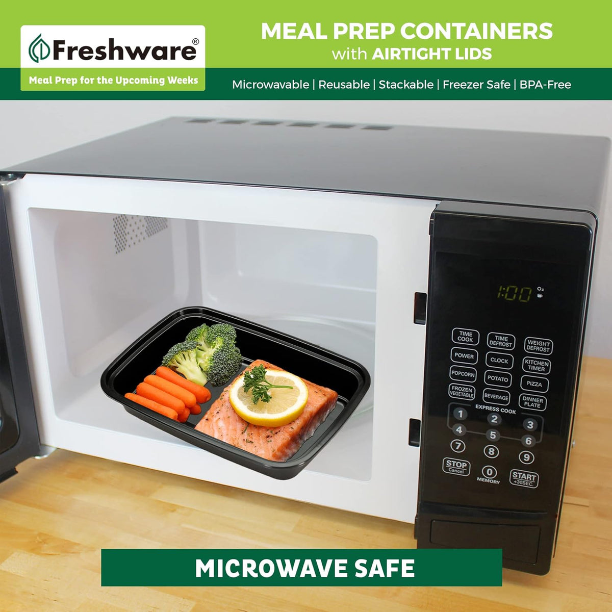 Freshware Meal Prep Containers [50 Pack] 1 Compartment Food Storage Containers with Lids, Bento Box, BPA Free, Stackable