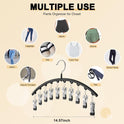 Legging Organizer for Closet, Metal Yoga Pants Hangers 2 Pack w/10 Clips Holds 20 Leggings, Space Saving Hanging Closet Organizer w/Rubber Coated
