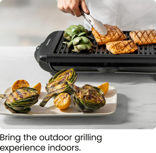 Chefman Electric Smokeless Indoor Grill w/ Non-Stick Cooking Surface & Adjustable Temperature Knob from Warm to Sear for Customized BBQing