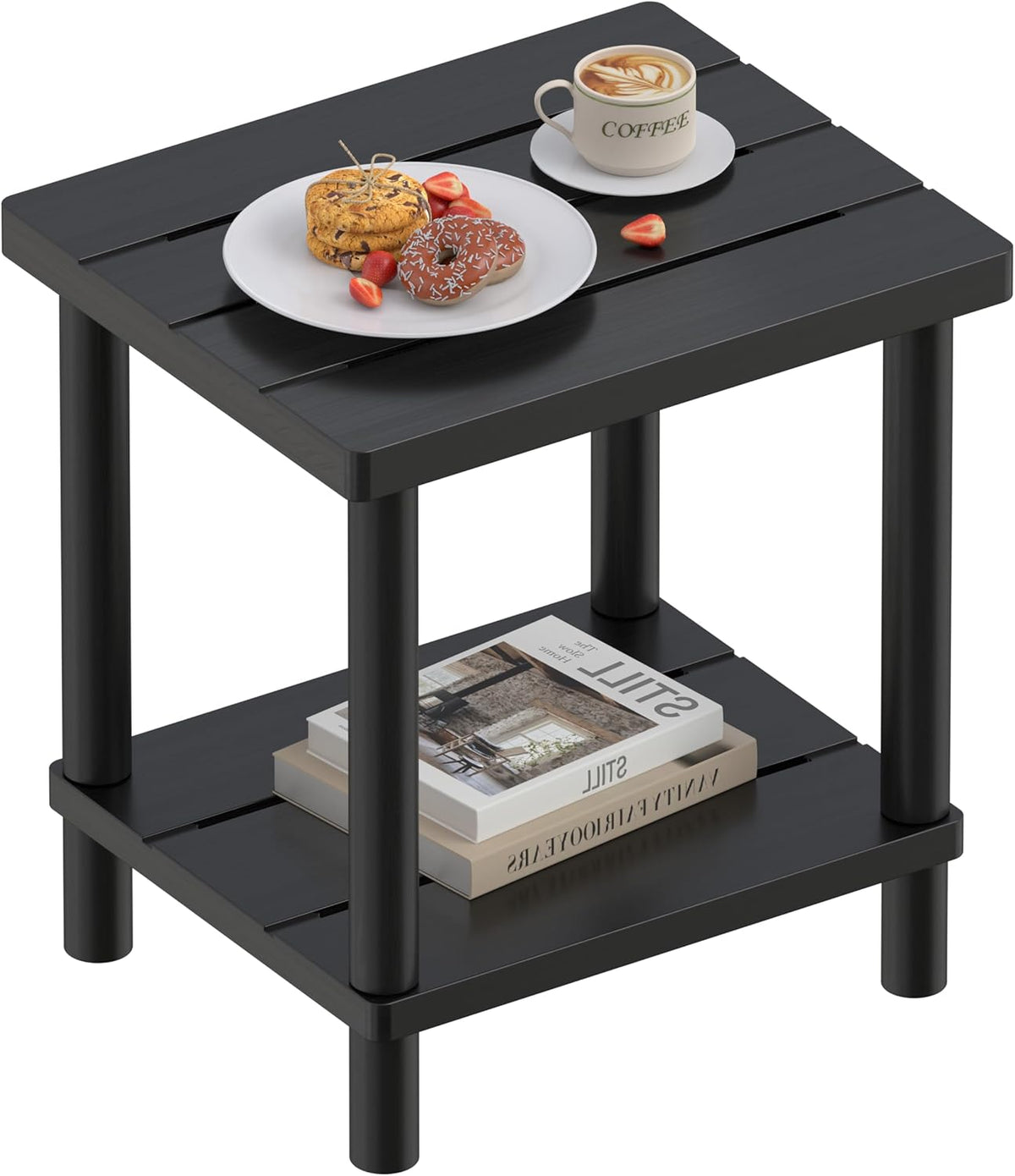 Outdoor Side Table, 2-Tier Small Outdoor Table for Patio, Adirondack Side Tables for Outside or Indoor, Bamboo End Table for Pool, Porch, Weather