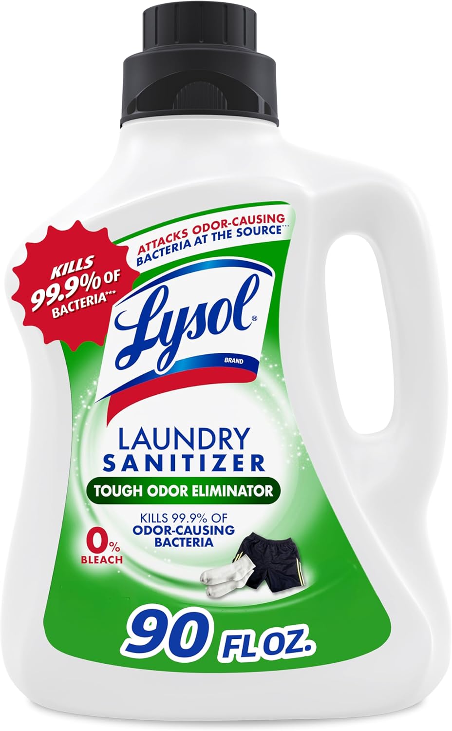 Lysol Tough Odor Eliminator Laundry Sanitizer Additive, Sanitizing Liquid for Gym Clothes and Activewear, 0% Bleach, Eliminates Odor Causing