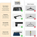 Hanger Central 30 Pack Pants Hangers – 12 Inch Slim Plastic Clothes Hangers with Clips for Skirts, Shorts & Trousers – Non Slip Grip, Heavy Duty