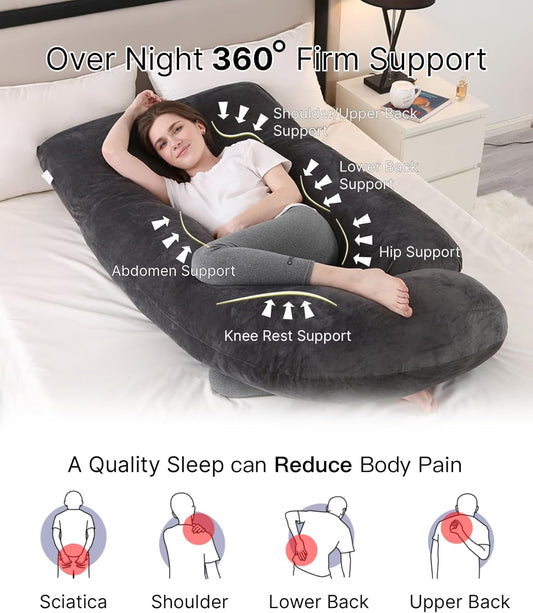 ALLOPERA Pregnancy Pillow, Full Body 57 Inch Maternity Pillow with Removable Washable Cover - Sleep Support for Legs, Back, Neck, Shoulder, HIPS