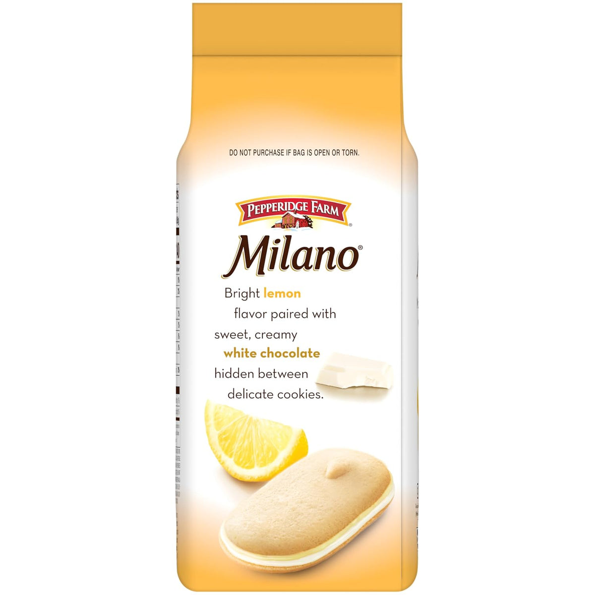 Pepperidge Farm Milano White Chocolate Lemon Flavored Cookies, 7 Oz Bag
