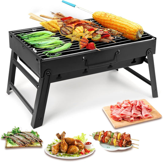 Uten Charcoal Grill, BBQ Grill Folding Portable Lightweight smoker Grill, Barbecue Grill Small desk Tabletop Outdoor Grill for Camping Picnics Garden