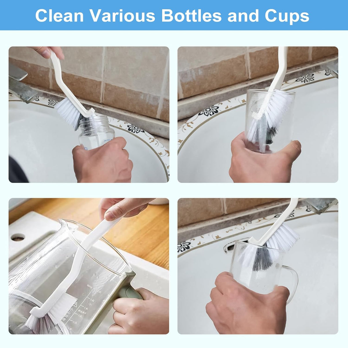 11Pcs Crevice Cleaning Brush Set, Hard Bristle Cleaning Supplies for Kitchen, Bathroom, Corner, Grout, Sink, Cup, Teapot, Bottle, Blender