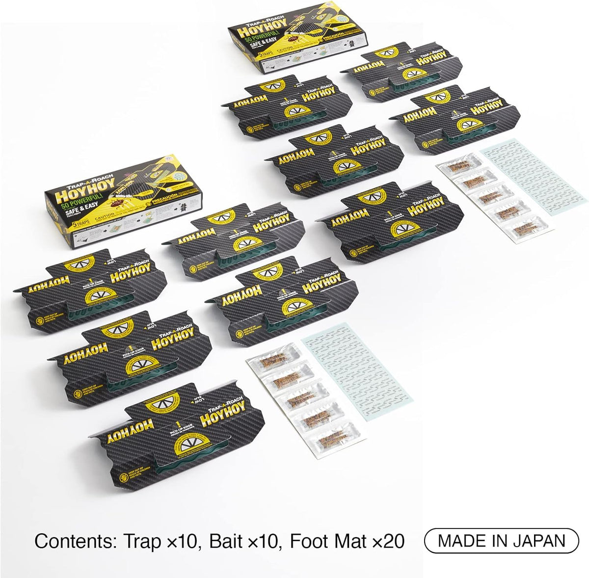 HOY HOY Trap A Roach - 10 Traps [2 Pack] Baited Glue Traps, Great for Home with Kids & Pets Indoor, Sticky Pest Control Trap, Roach Killer, Made in