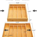Expandable Bamboo Kitchen Drawer Organizer for Cutlery and Utensils, Adjustable Bamboo Wood Cutlery Tray in Drawer for Flatware and Silverware in