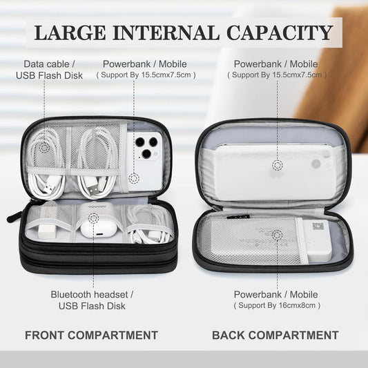 FYY Electronic Organizer, Travel Cable Organizer Bag Pouch Electronic Accessories Carry Case Portable Waterproof Double Layers All-in-One Storage Bag