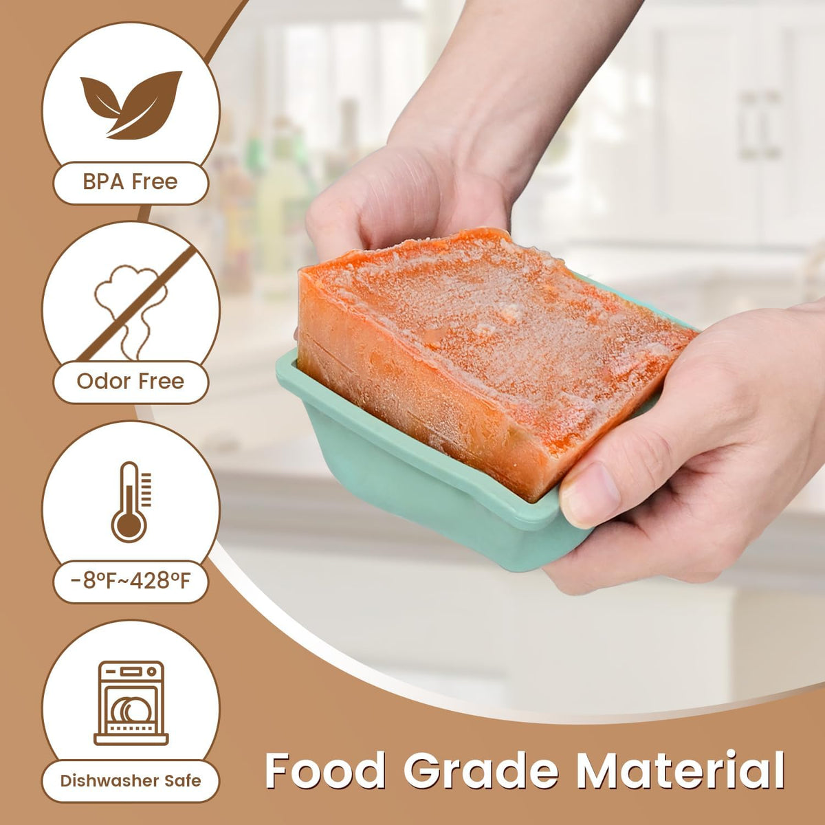 Silicone Freezer Tray for Soup Ice Cubes: 2-Cup Freezing Trays with Lid for Meal Prep - 4Pack Silicon Soup Portion Freeze Tray Make Stock Souped Ice