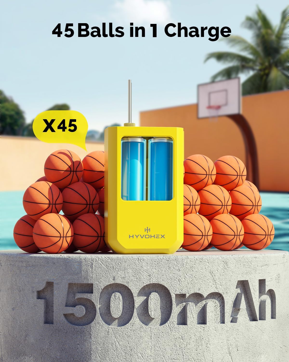 Ball Pump for Sports Balls, Portable Electric Basketball Pump Ultra Fast Inflation, with Digital LED Display Air Pump for Balls, Preset Pressure with