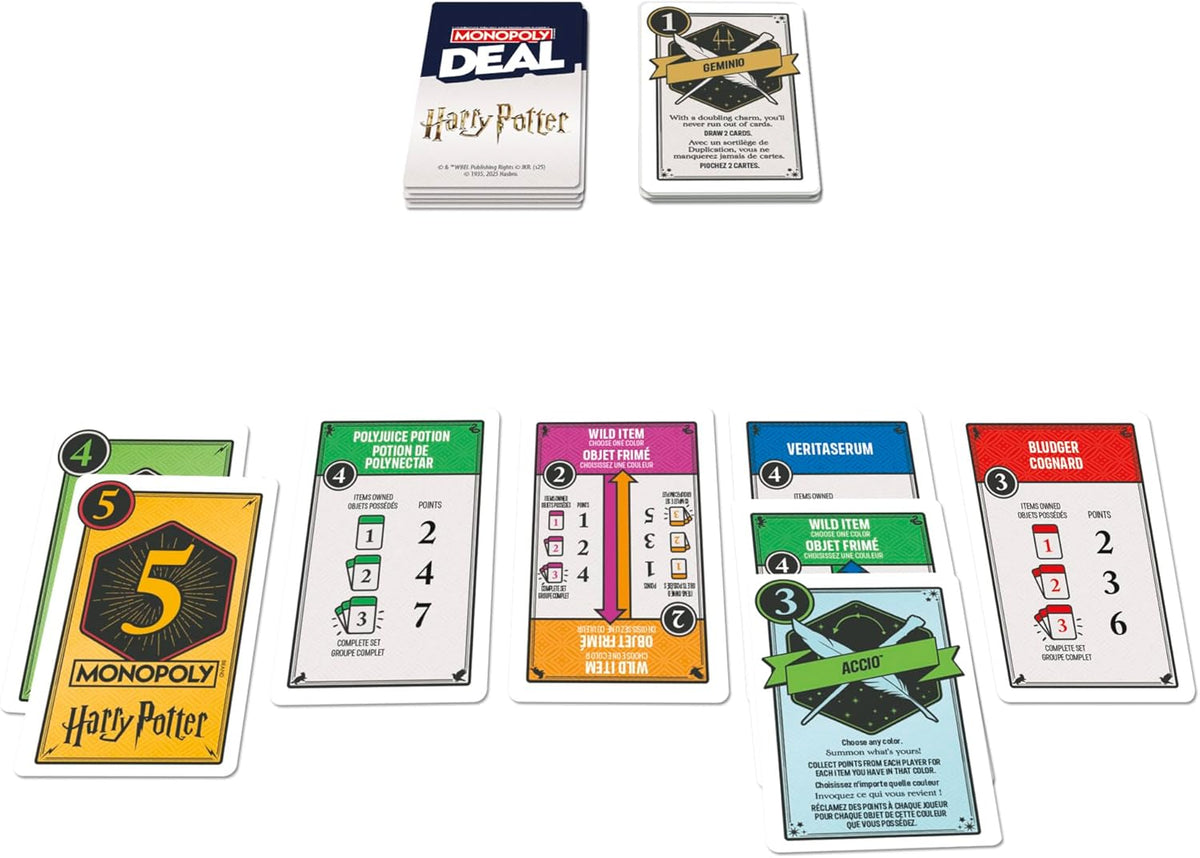 Monopoly Deal: Harry Potter Card Game | Family Games for Kids and Adults | Ages 8 and Up | 2 to 5 Players | 15 mins. | Travel Size | Christmas