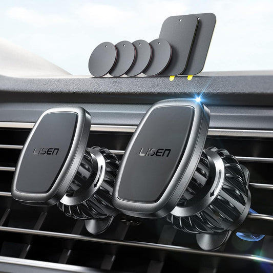 LISEN 2 Pack Magnetic Phone Holder for Your Car Magnet for Phone Car Mount Vent 6 Military Magnets Vent Cell Phone Holder Mount for Car Plate Fit All