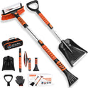 Car Snow Brush Snow Shovel Kit, 42'' Extendable Ice Scrapers and Snow Brushes for Car Windshield with Foam Grip 180° Pivoting Brush Head Snow