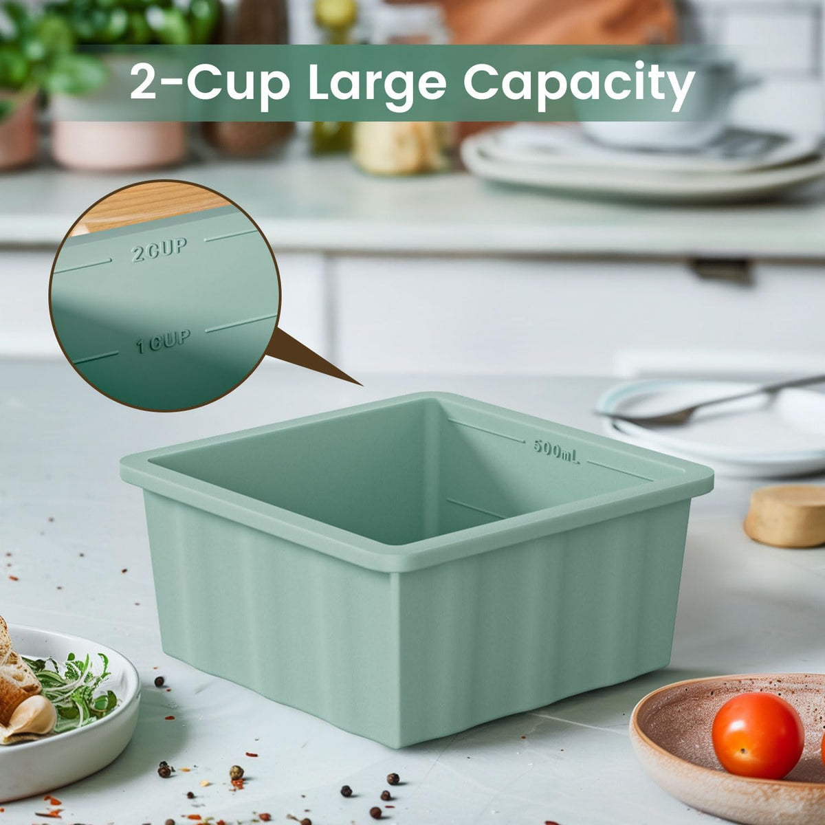 Silicone Freezer Tray for Soup Ice Cubes: 2-Cup Freezing Trays with Lid for Meal Prep - 4Pack Silicon Soup Portion Freeze Tray Make Stock Souped Ice