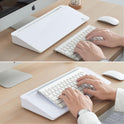 TSJ OFFICE Small Desktop Whiteboard -Glass Dry Erase Board Computer Keyboard Stand White Board Surface Pad with Drawer, Desk Organizers with
