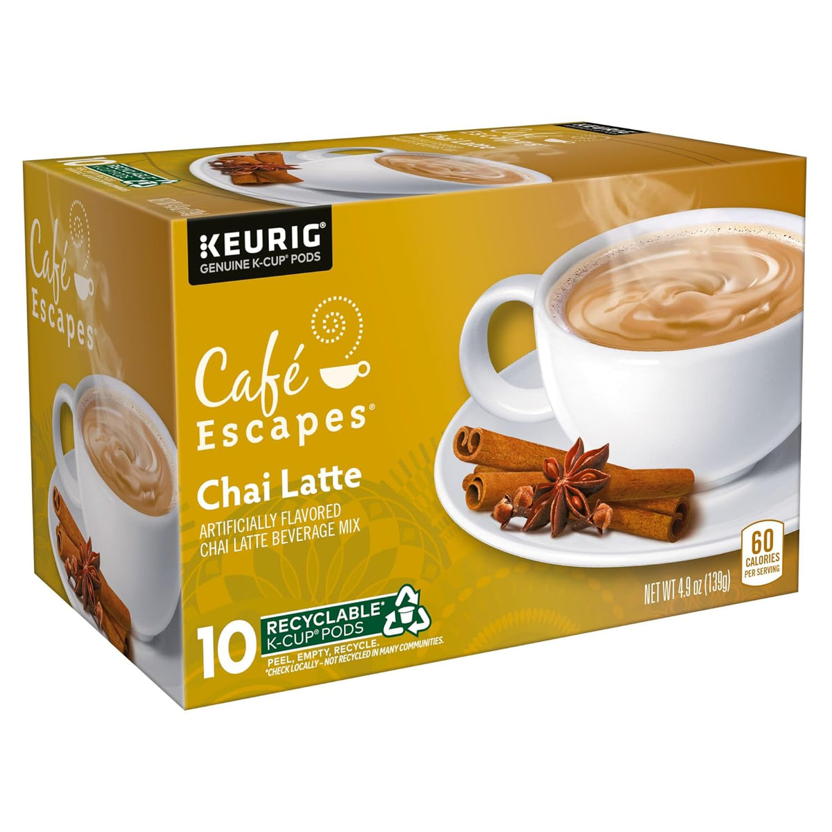 Café Escapes Chai Latte, Single-Serve K-Cup Pods, 60 Count