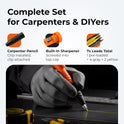 THORVALD New 3-in-1 Carpenter Pencils with Finger Grip for Construction - Incl. 7 Leads + Sharpener - Solid Mechanical Pencils with Fine Point/Best