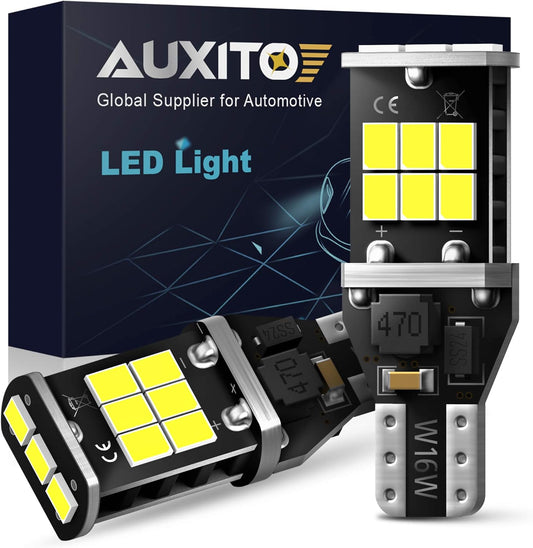 AUXITO 912 921 LED Bulb for Backup Light Reverse Lights High Power 2835 15-SMD Chipsets Error Free T15 906 922 W16W Bulbs, 6000K White, Exterior
