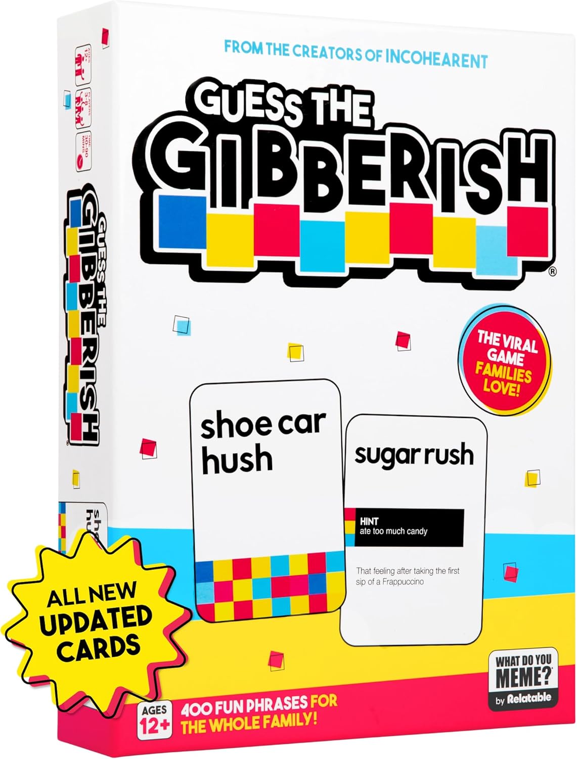 Guess The Gibberish Card Game for Families by Relatable, From The Creators of Incohereant, Fun Kids Games for Kids 12+ Includes 400 Cards & Sand
